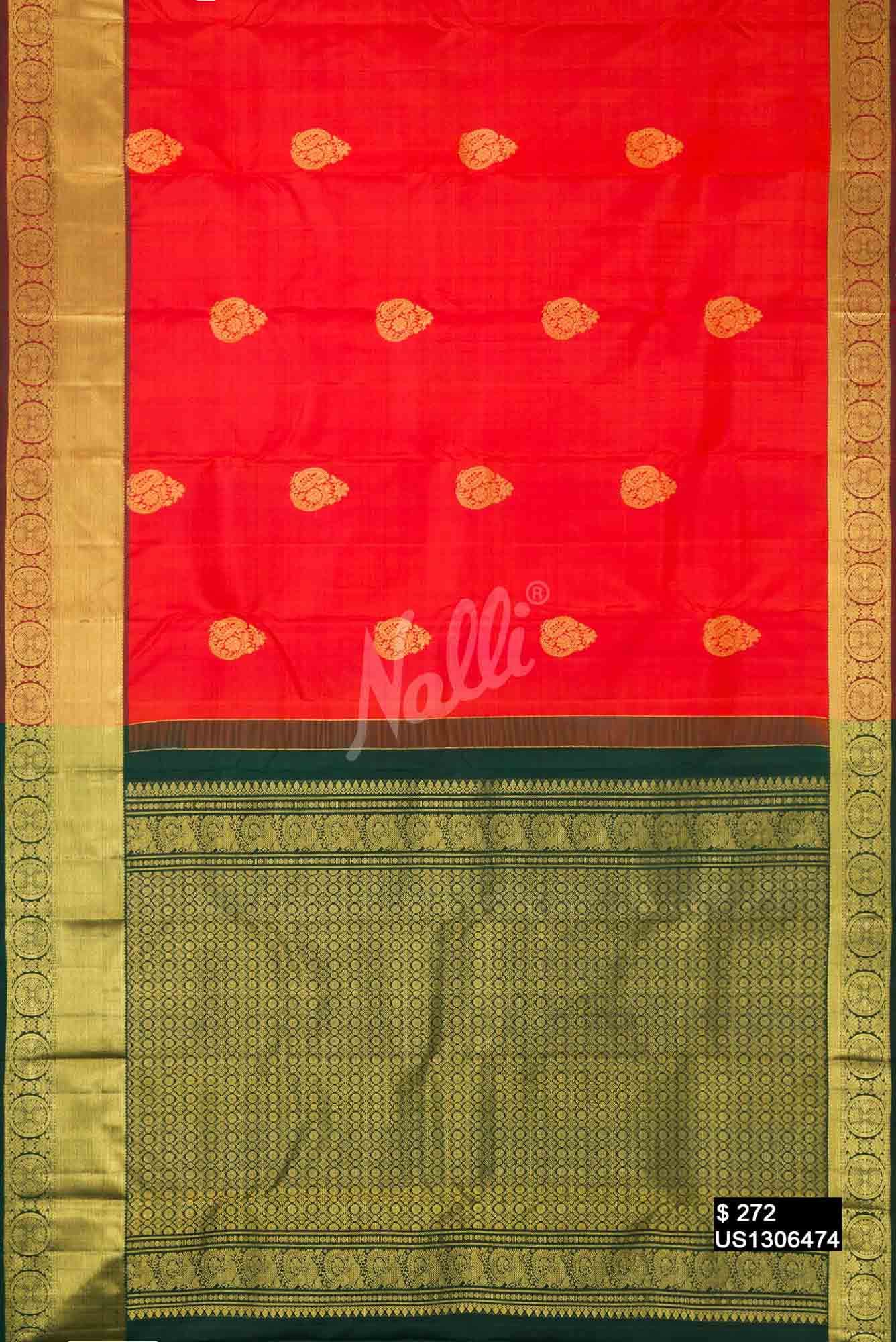 Orange Kanchipuram Silk Saree