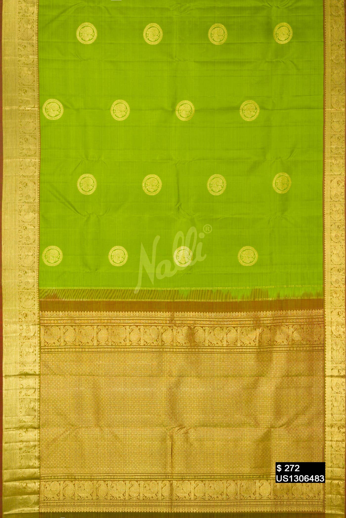 Parrot Green Kanchipuram Silk Saree