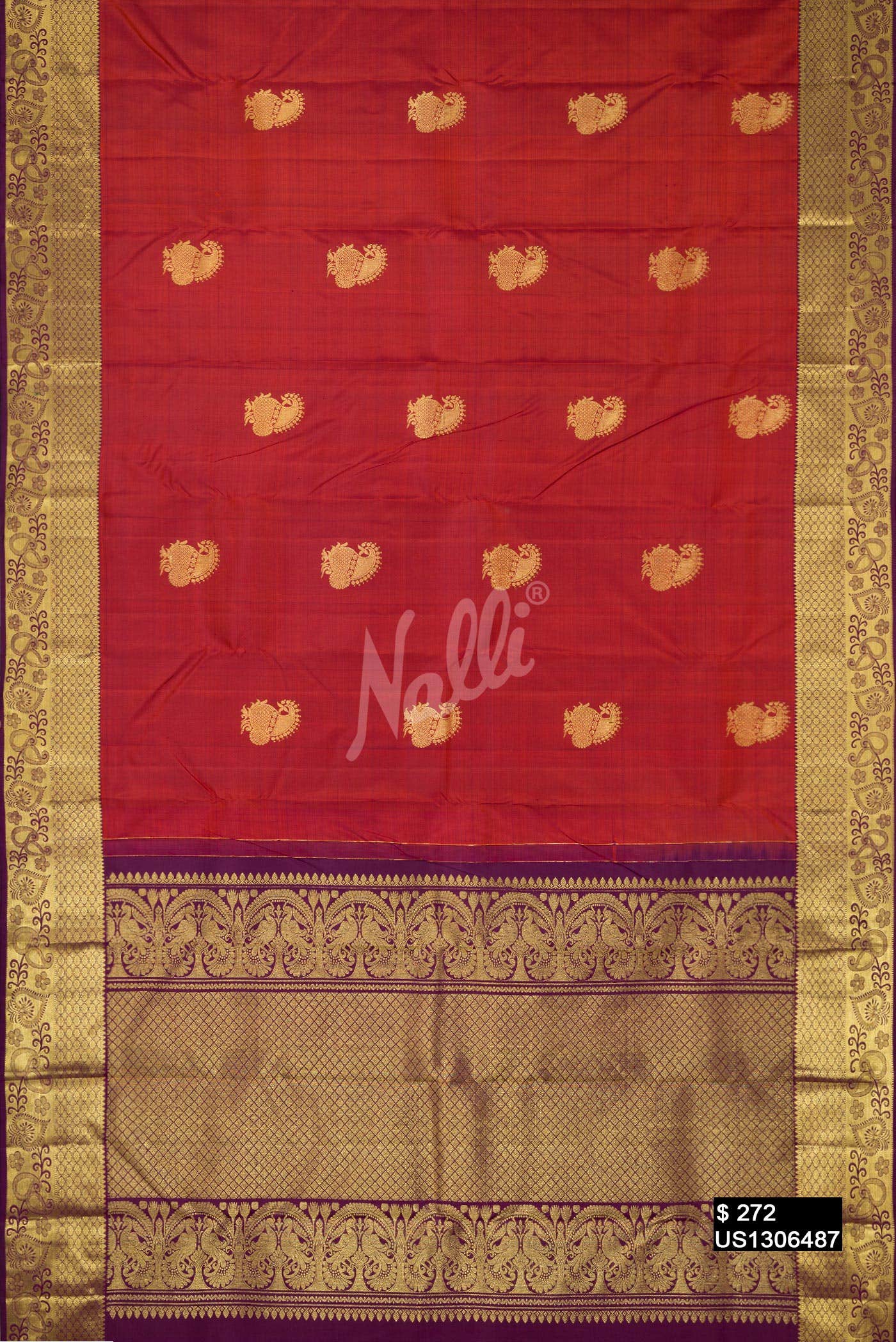 Maroon Kanchipuram Silk Saree