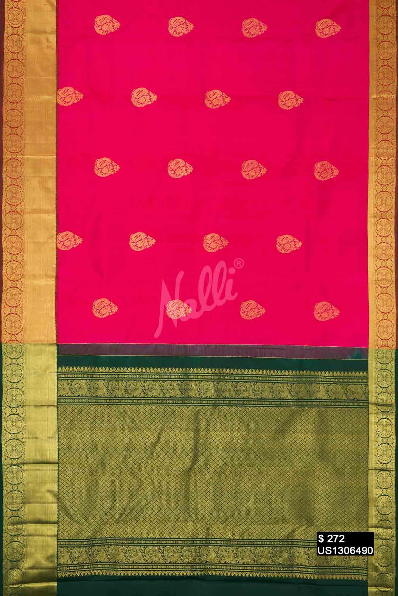 Dark Pink Kanchipuram Silk Saree