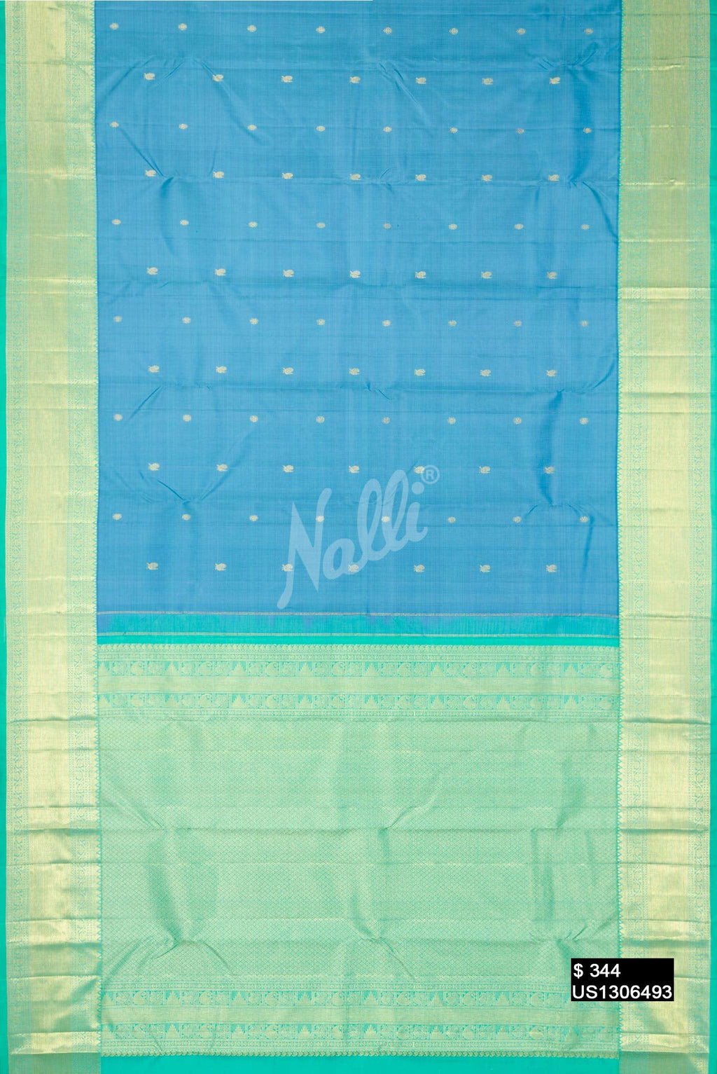 Sky Blue Kanchipuram Silk Saree