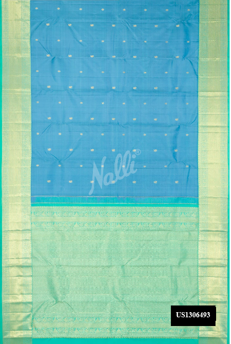 Sky Blue Kanchipuram Silk Saree