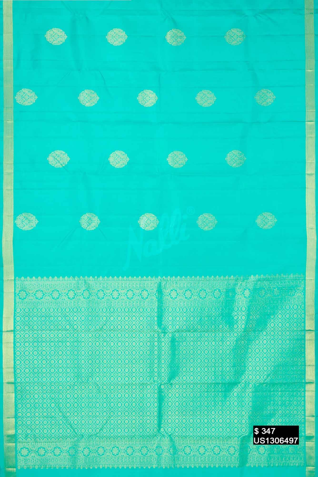 Sea Green Kanchipuram Silk Saree