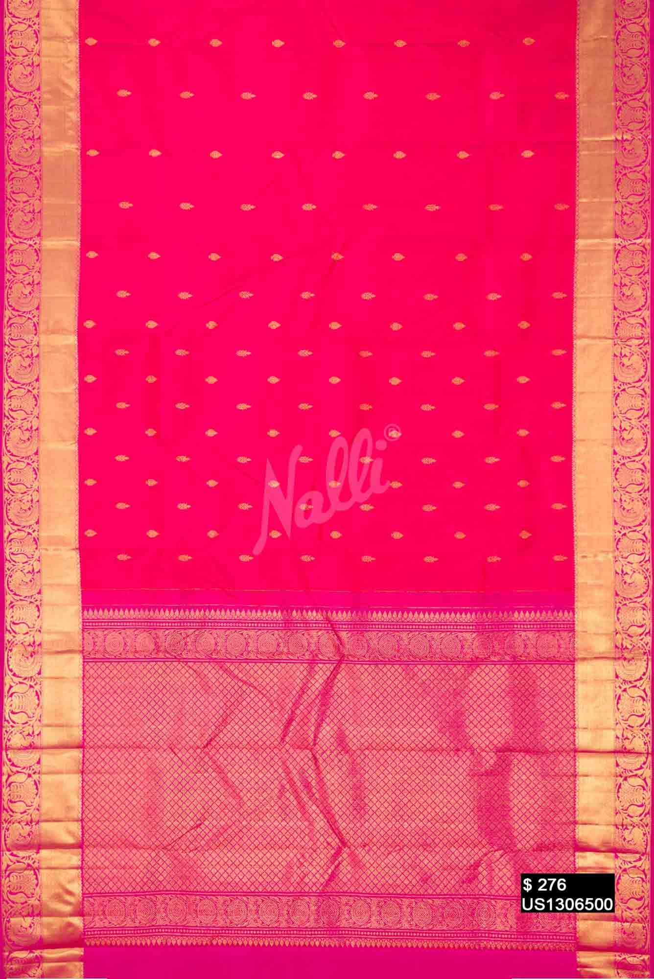 Coral Kanchipuram Silk Saree