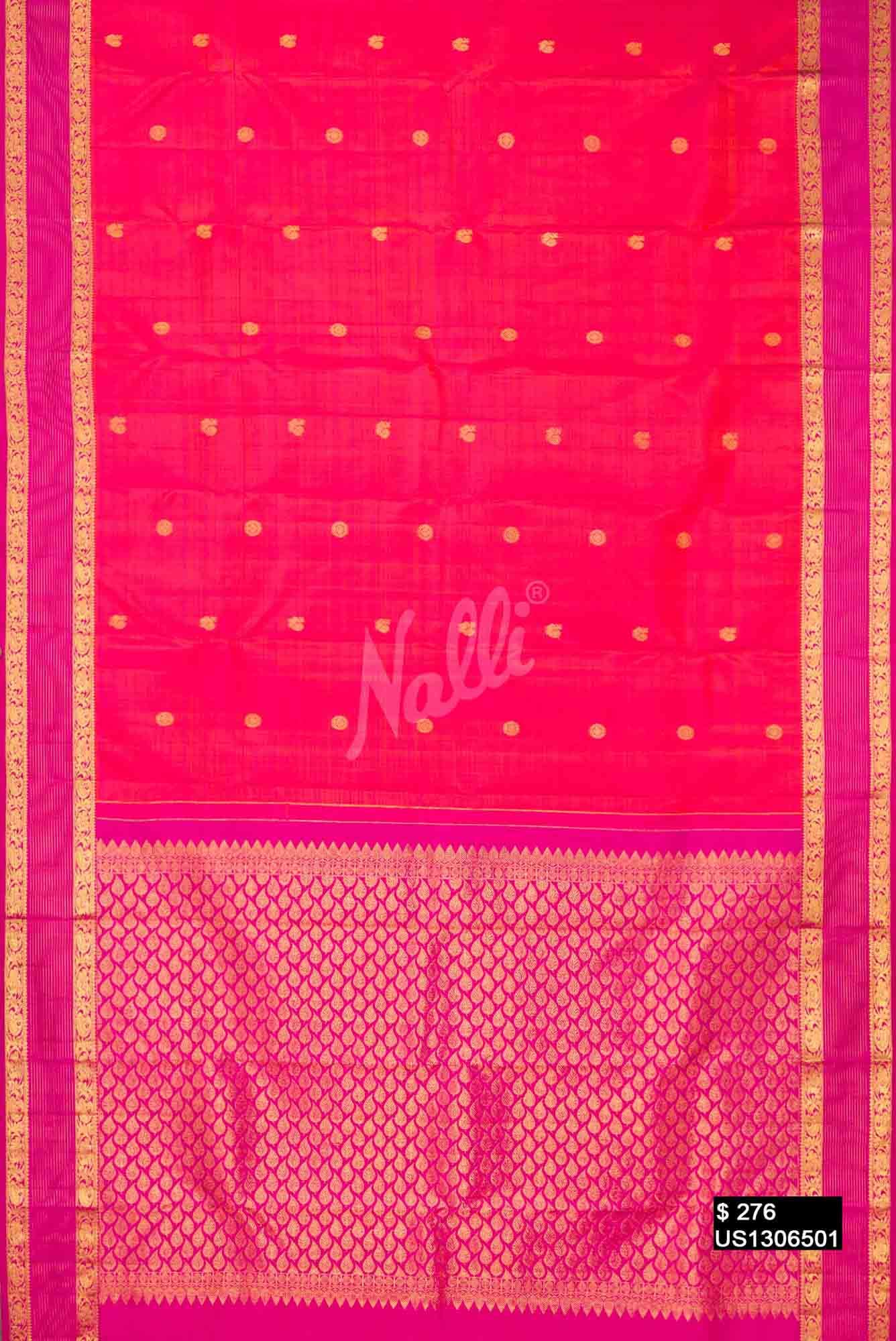 Coral Kanchipuram Silk Saree