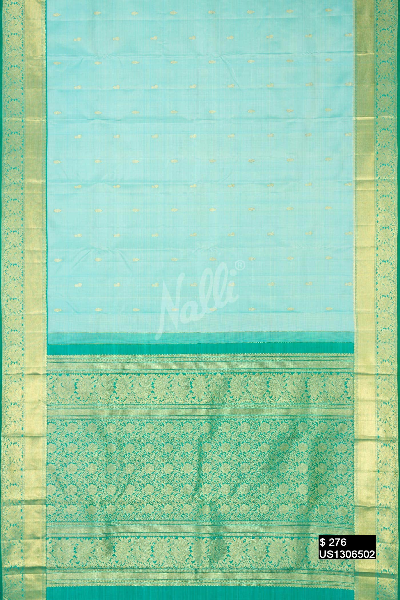 Sky Blue Kanchipuram Silk Saree