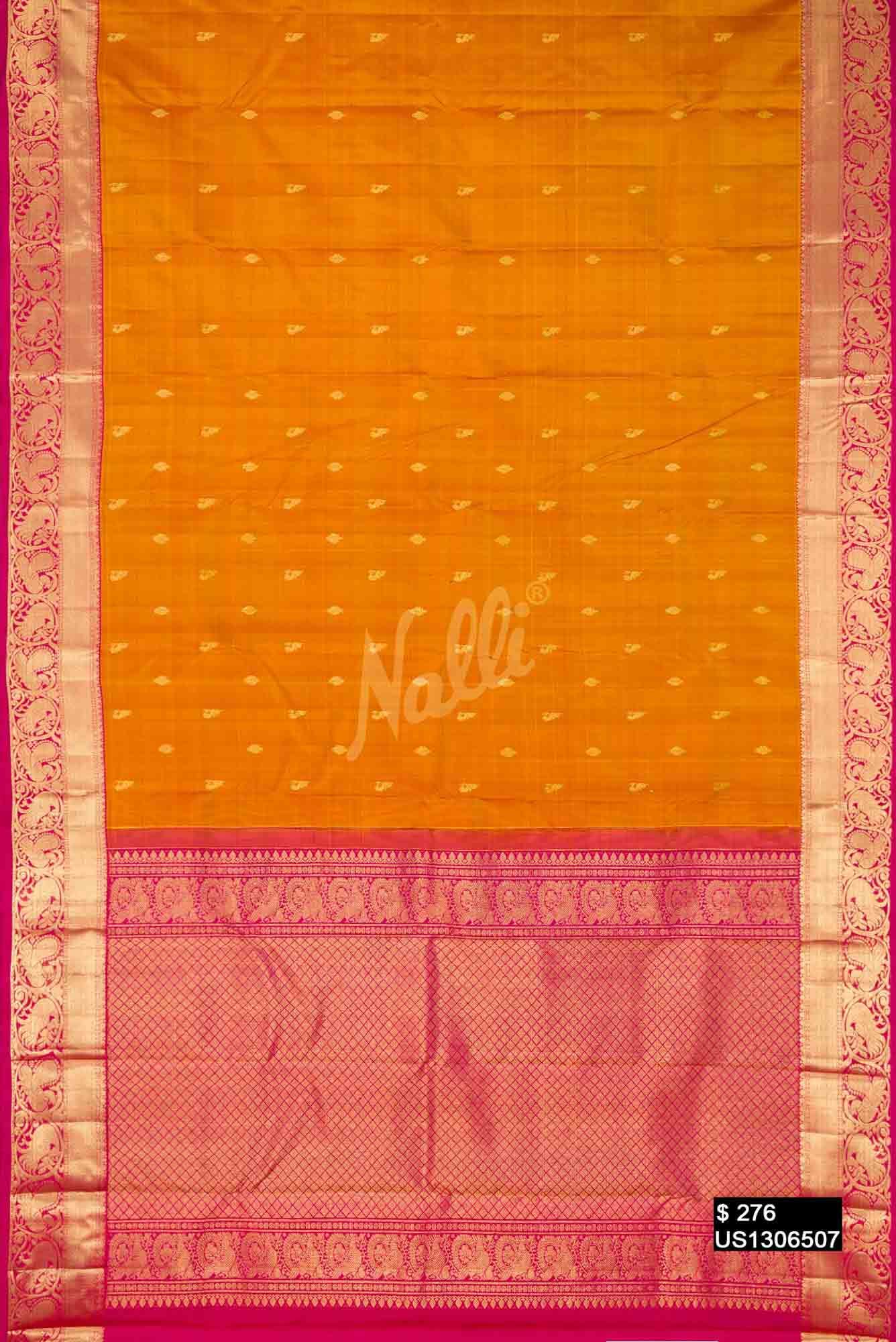 Mustard Kanchipuram Silk Saree