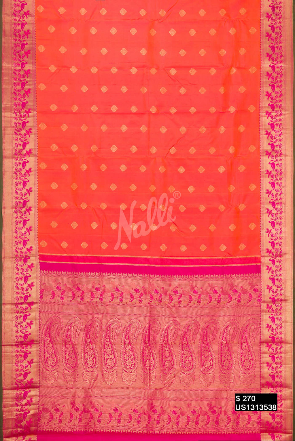 Orange Kanchipuram Silk Saree