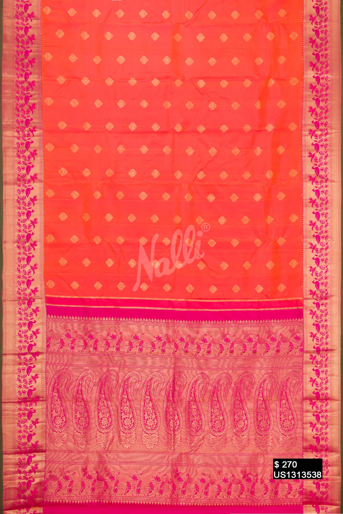 Orange Kanchipuram Silk Saree