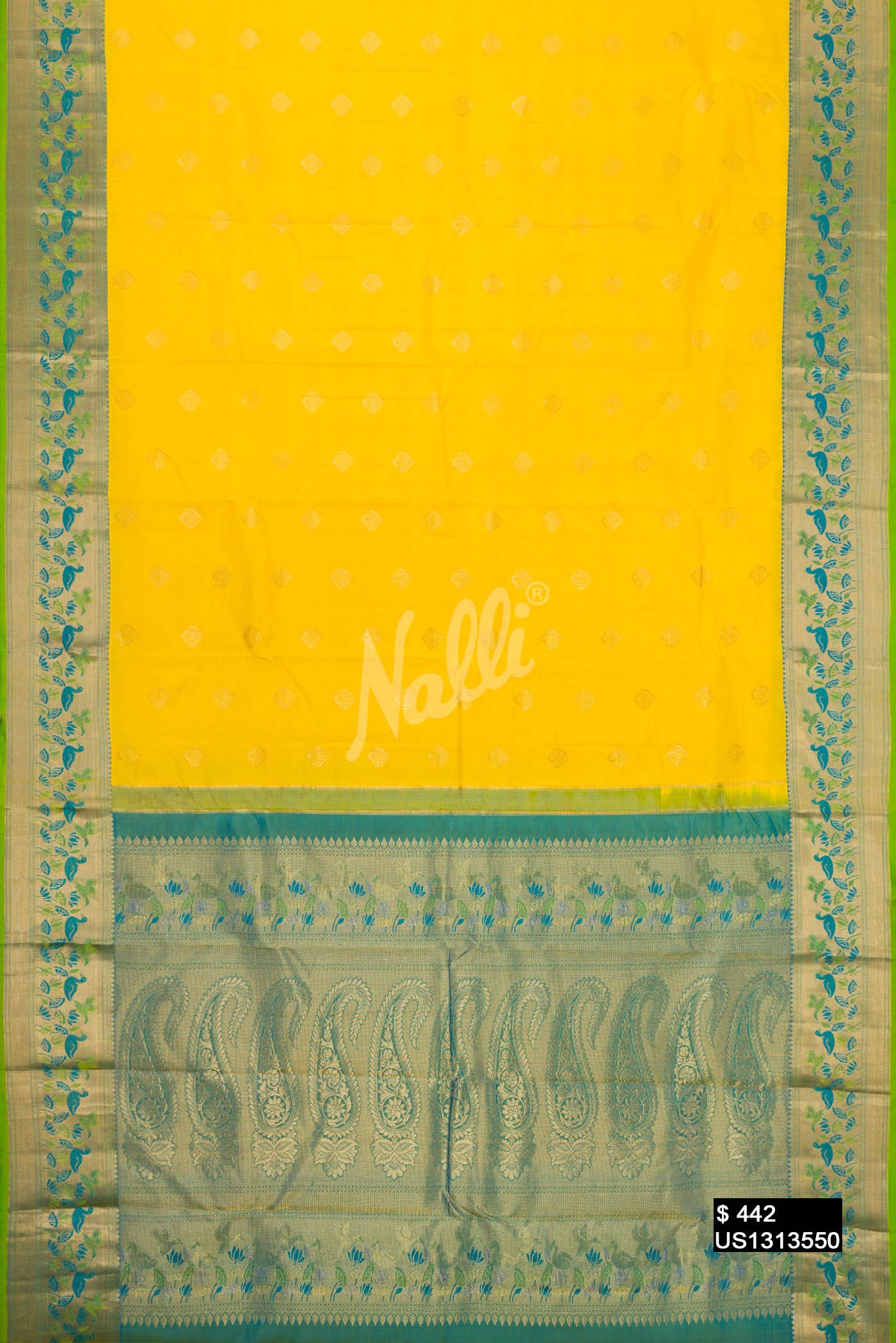 Yellow Kanchipuram Silk Saree
