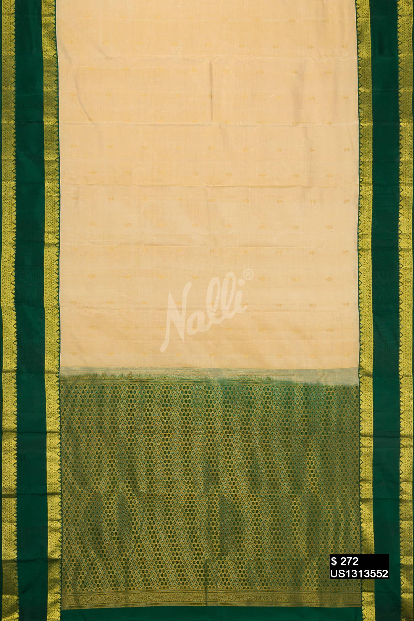 Beige Kanchipuram Silk Saree