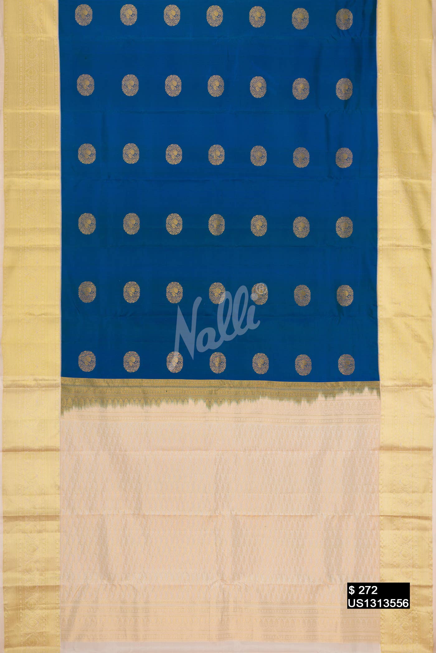 Peacock Blue Kanchipuram Silk Saree