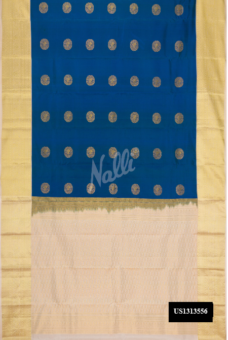 Peacock Blue Kanchipuram Silk Saree