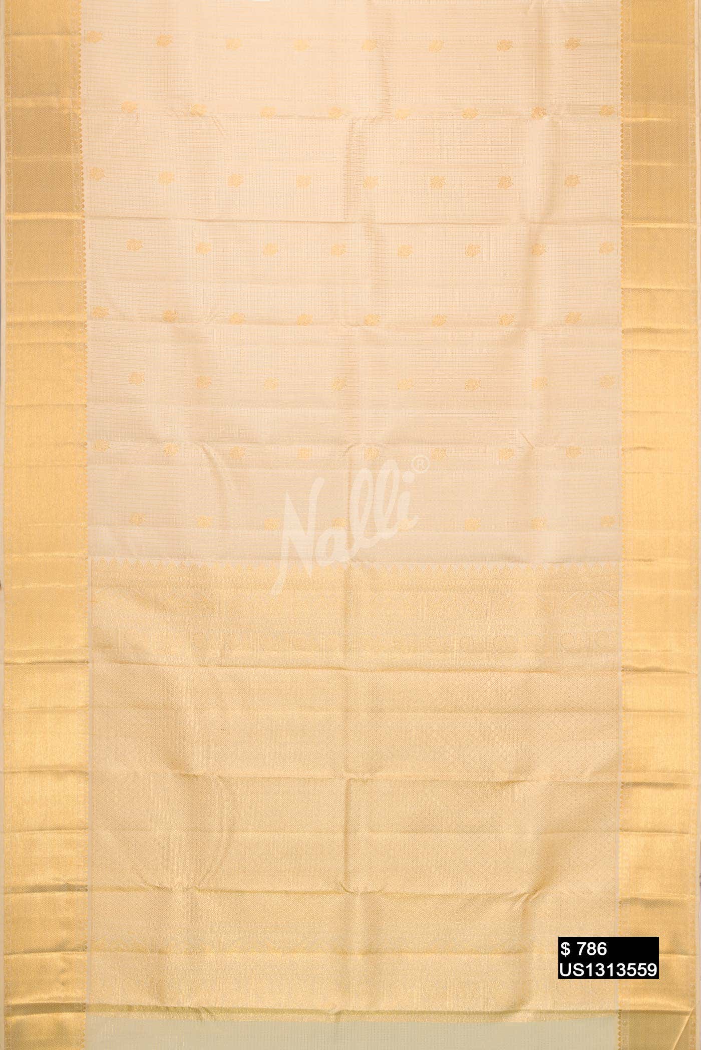 Beige Kanchipuram Silk Saree