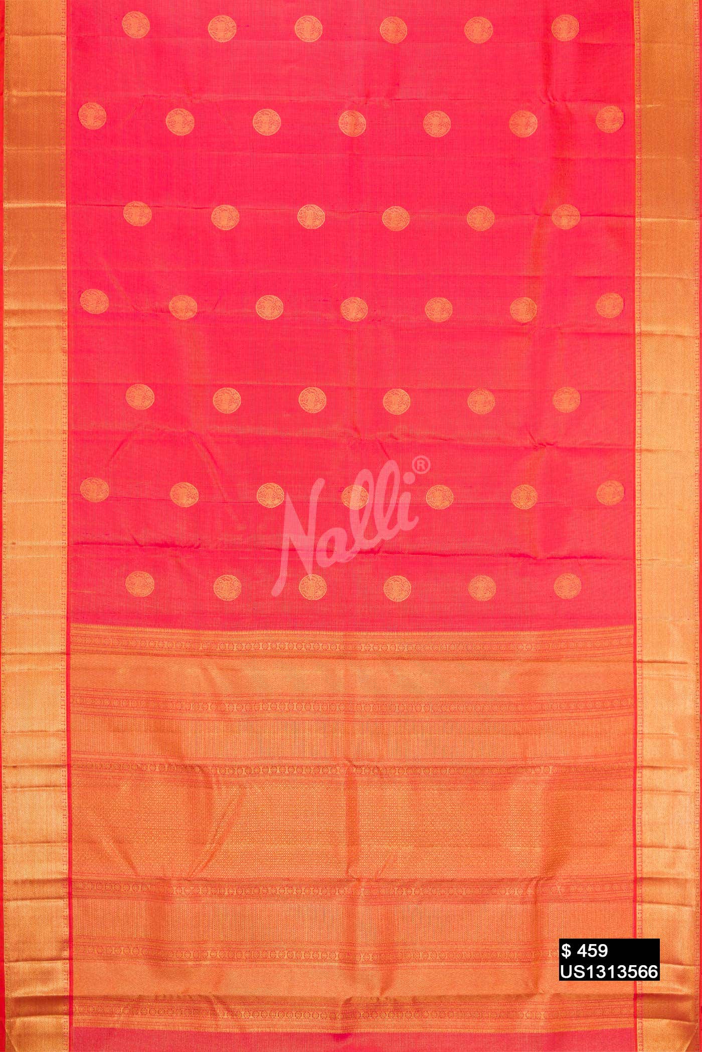 Coral Kanchipuram Silk Saree