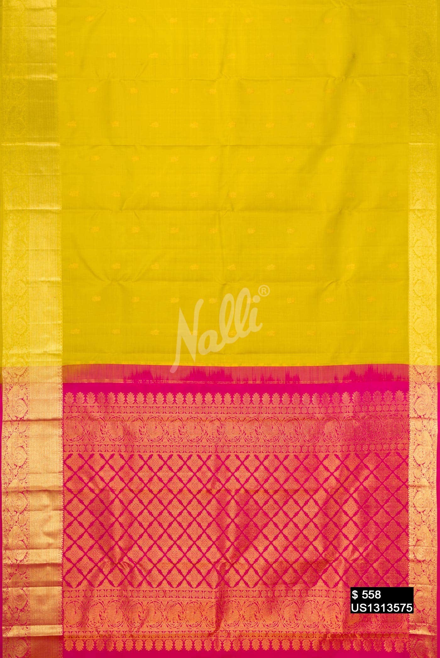 Parrot Green Kanchipuram Silk Saree