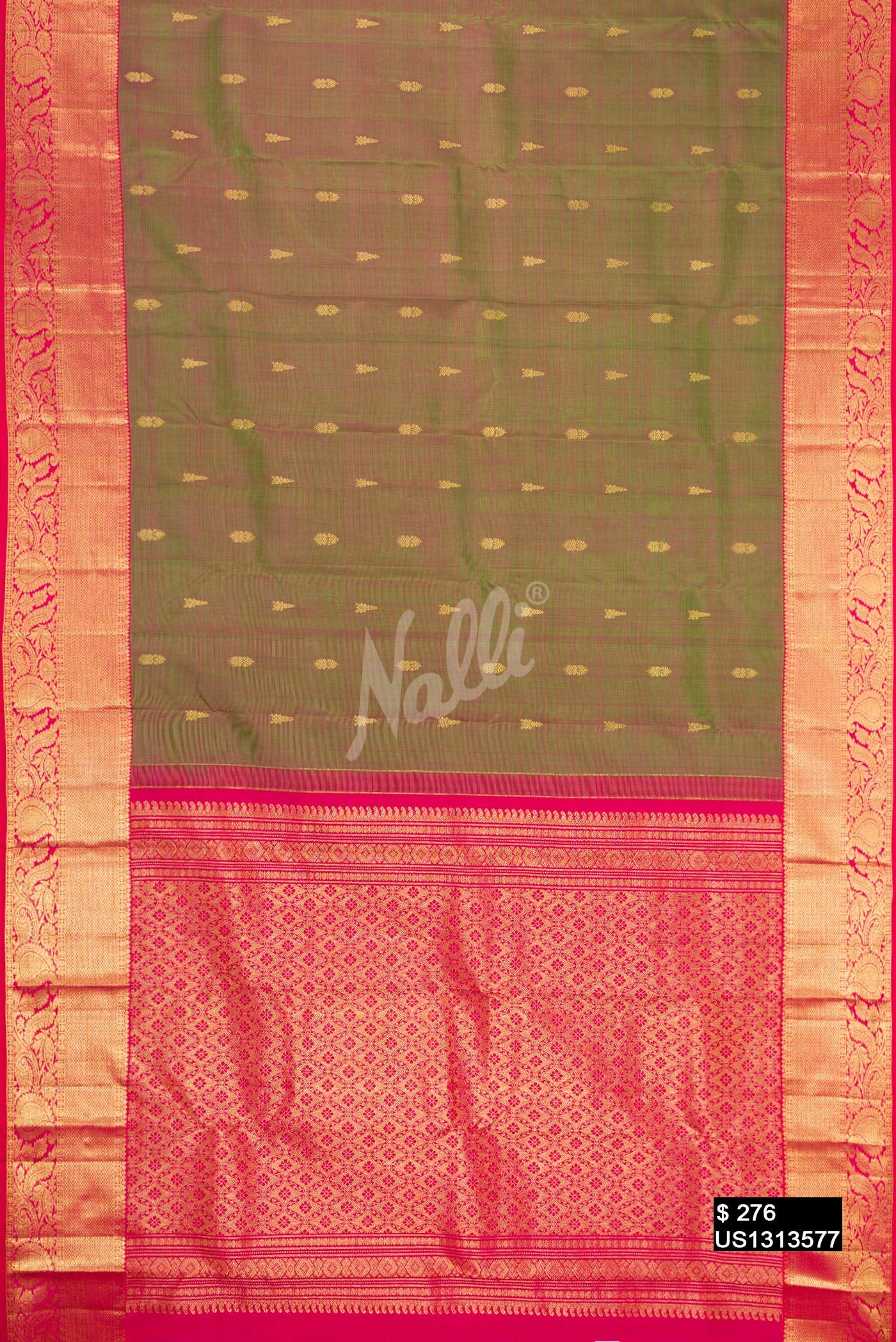 Mehandi Green Kanchipuram Silk Saree
