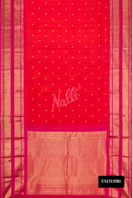 Brick Orange Kanchipuram Silk Saree