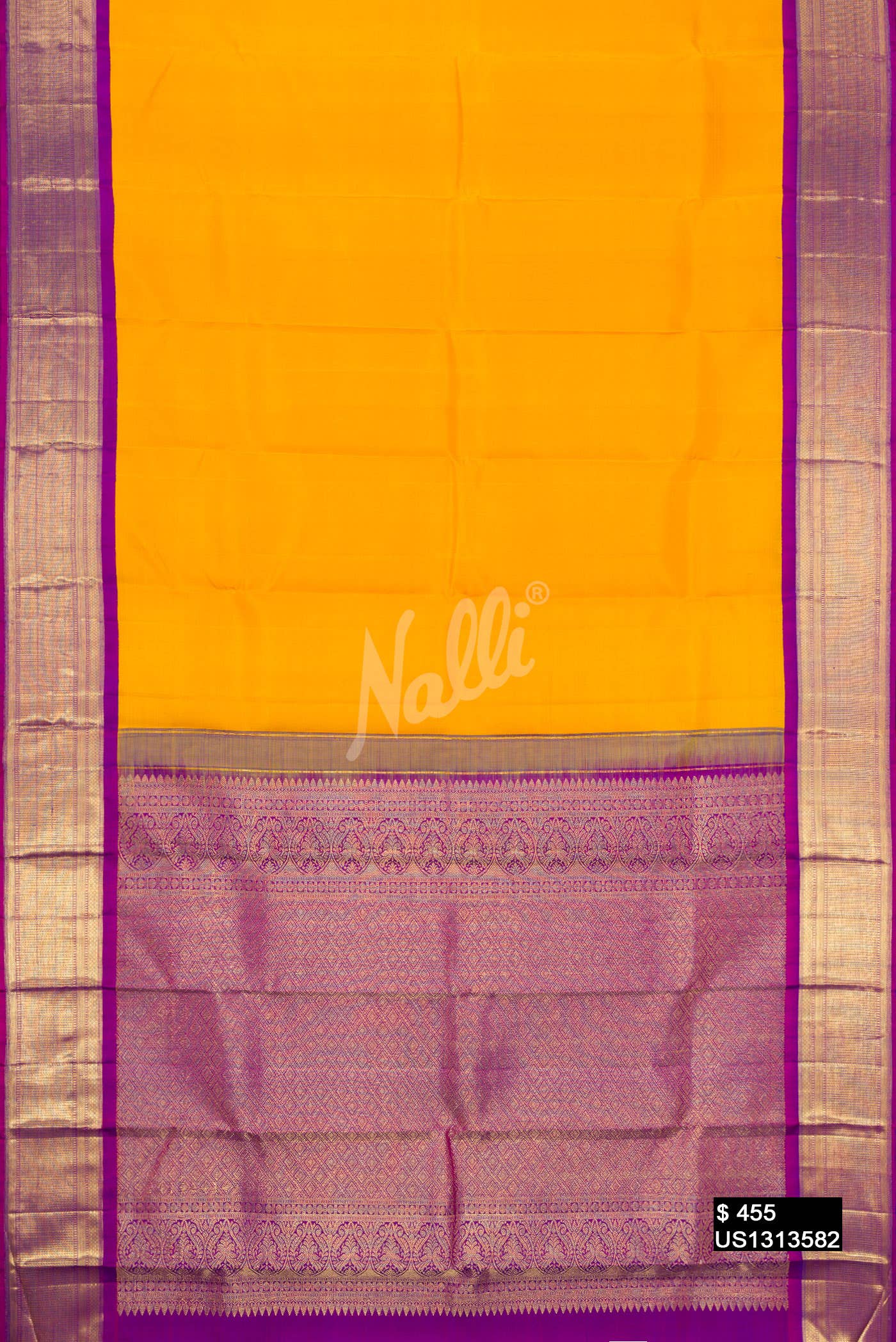 Yellow Kanchipuram Silk Saree