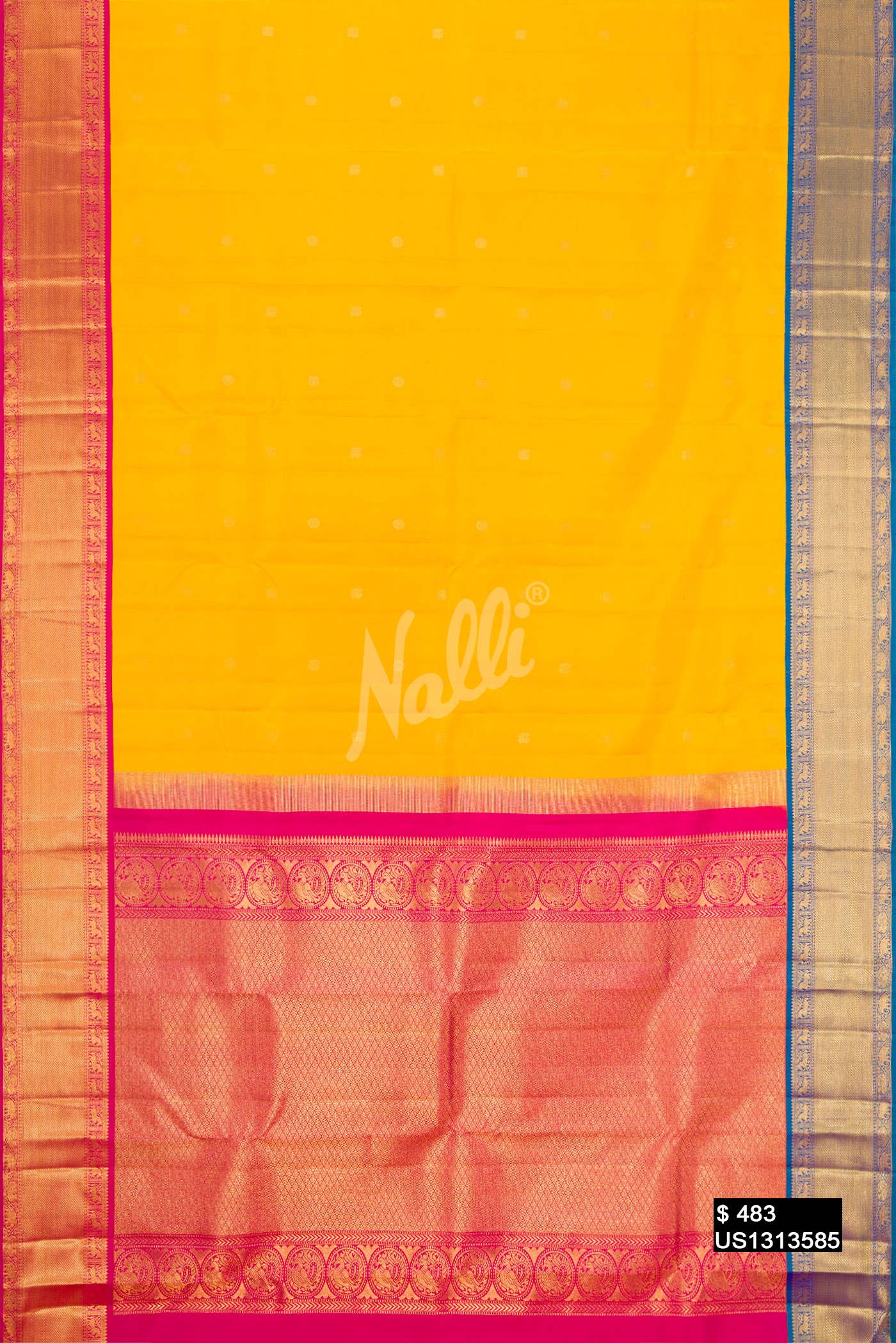 Yellow Kanchipuram Silk Saree