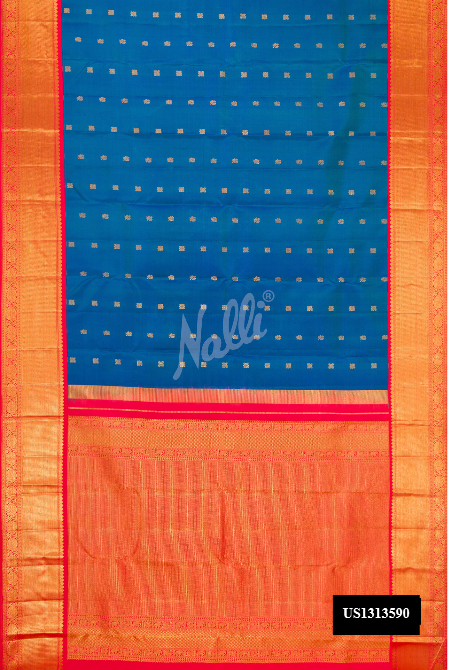 Peacock Blue Kanchipuram Silk Saree