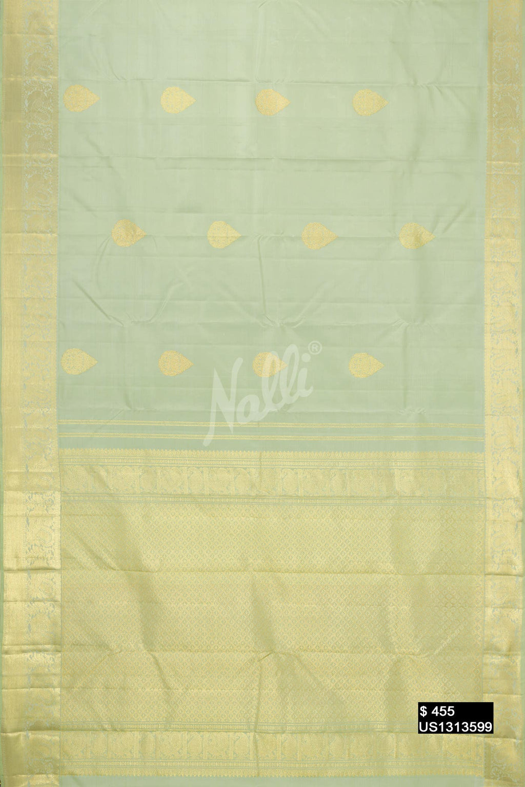Pista Green Kanchipuram Silk Saree