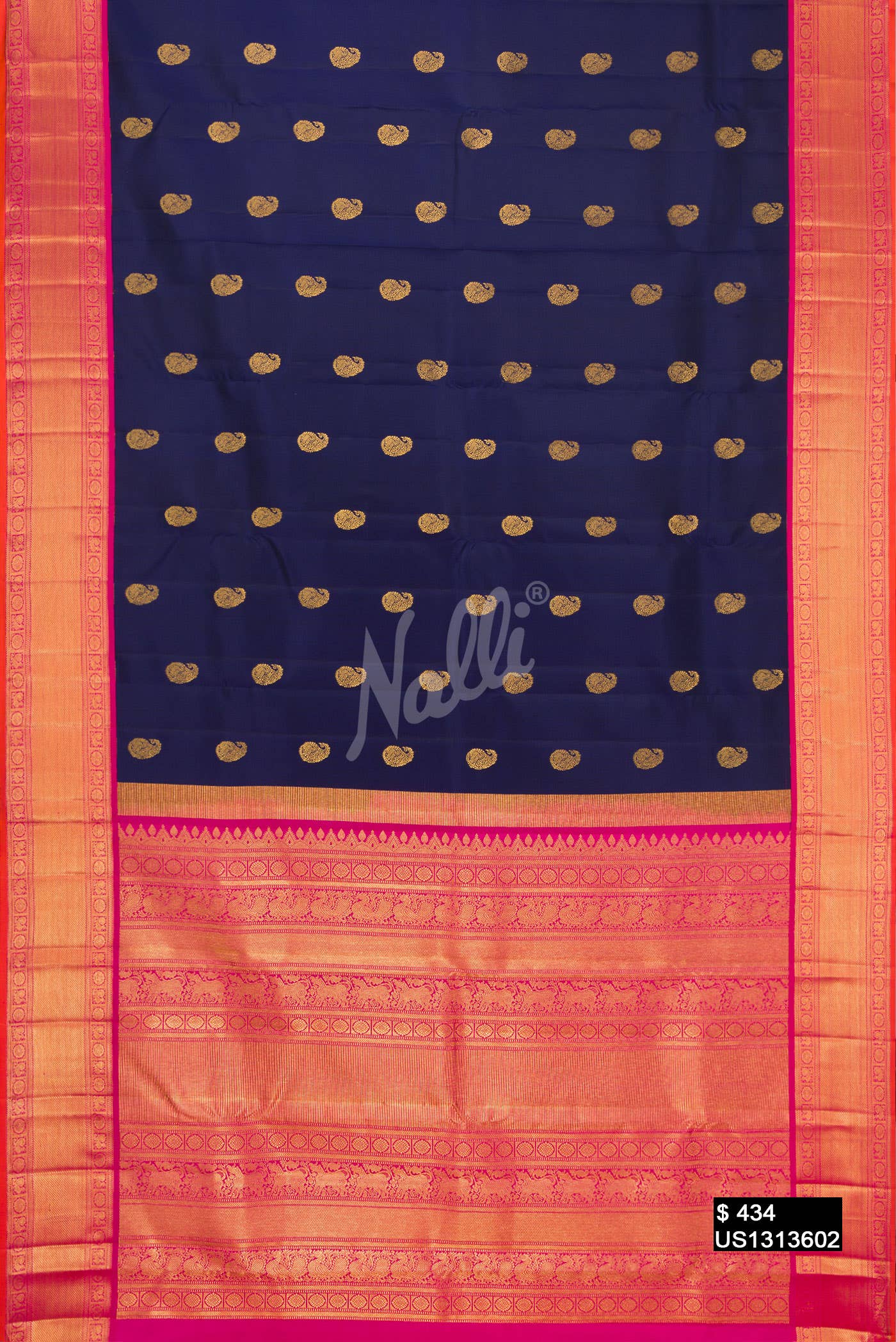 Navy Blue Kanchipuram Silk Saree