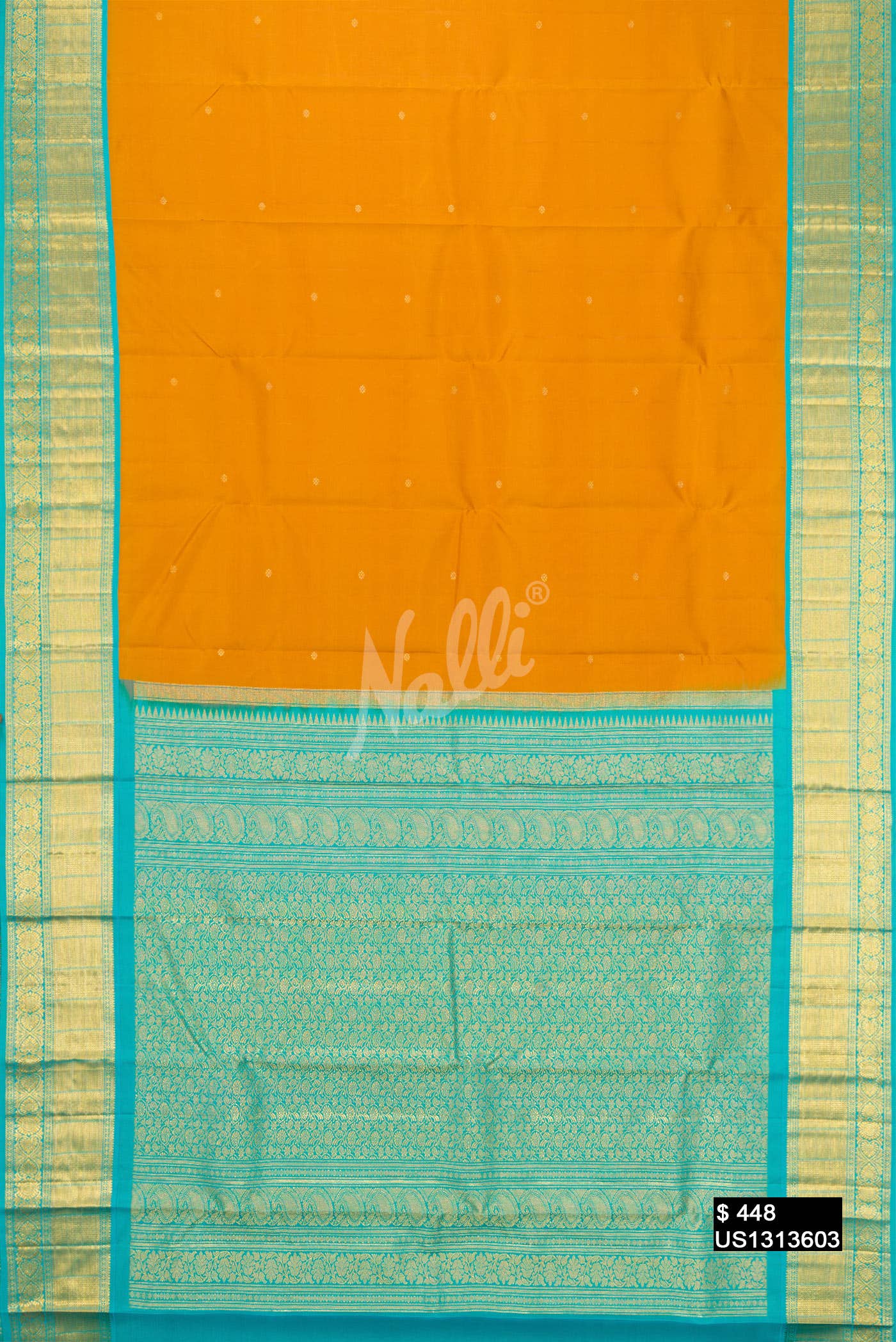 Mustard Kanchipuram Silk Saree