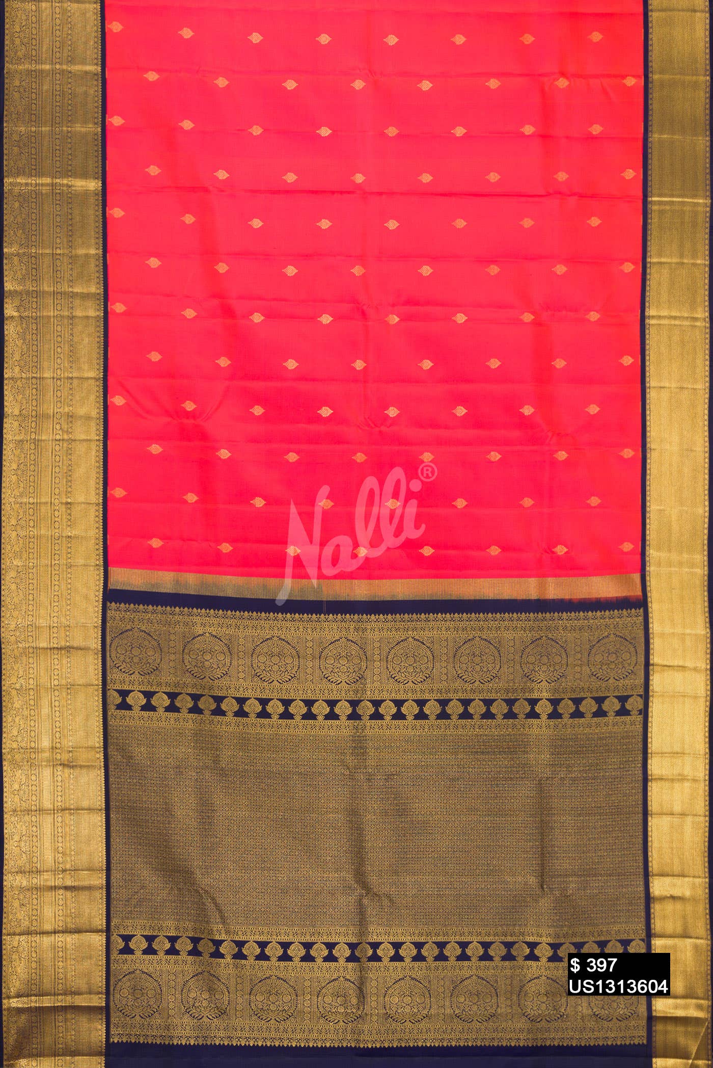 Coral Kanchipuram Silk Saree