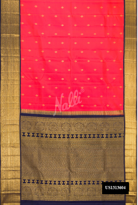Coral Kanchipuram Silk Saree