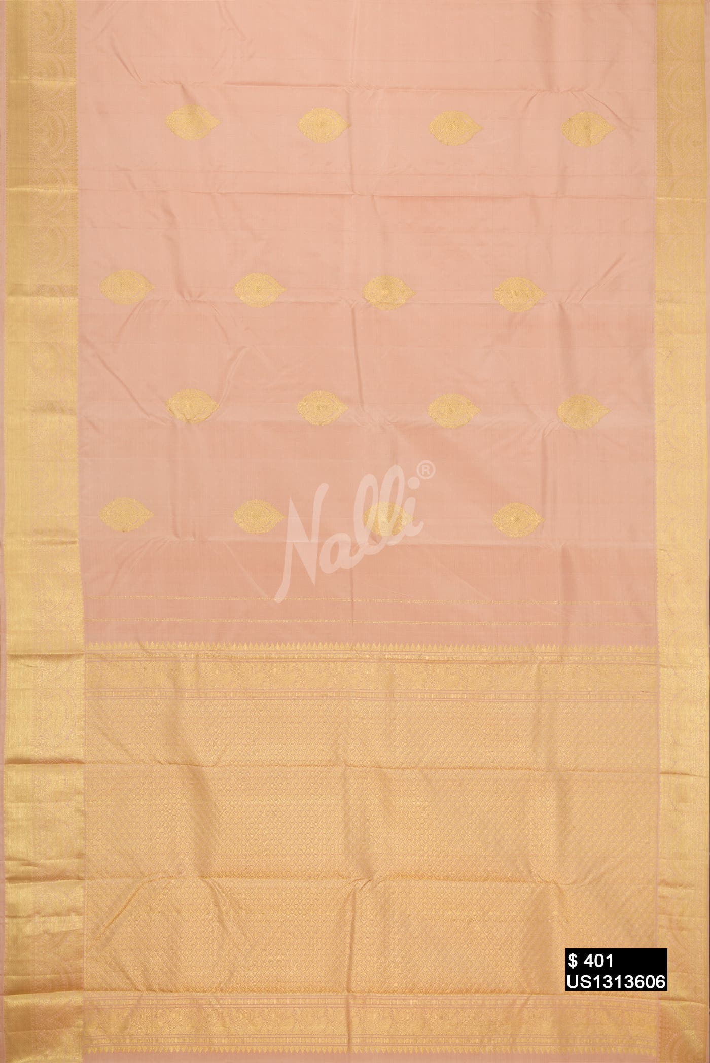 Golden Peach Kanchipuram Silk Saree