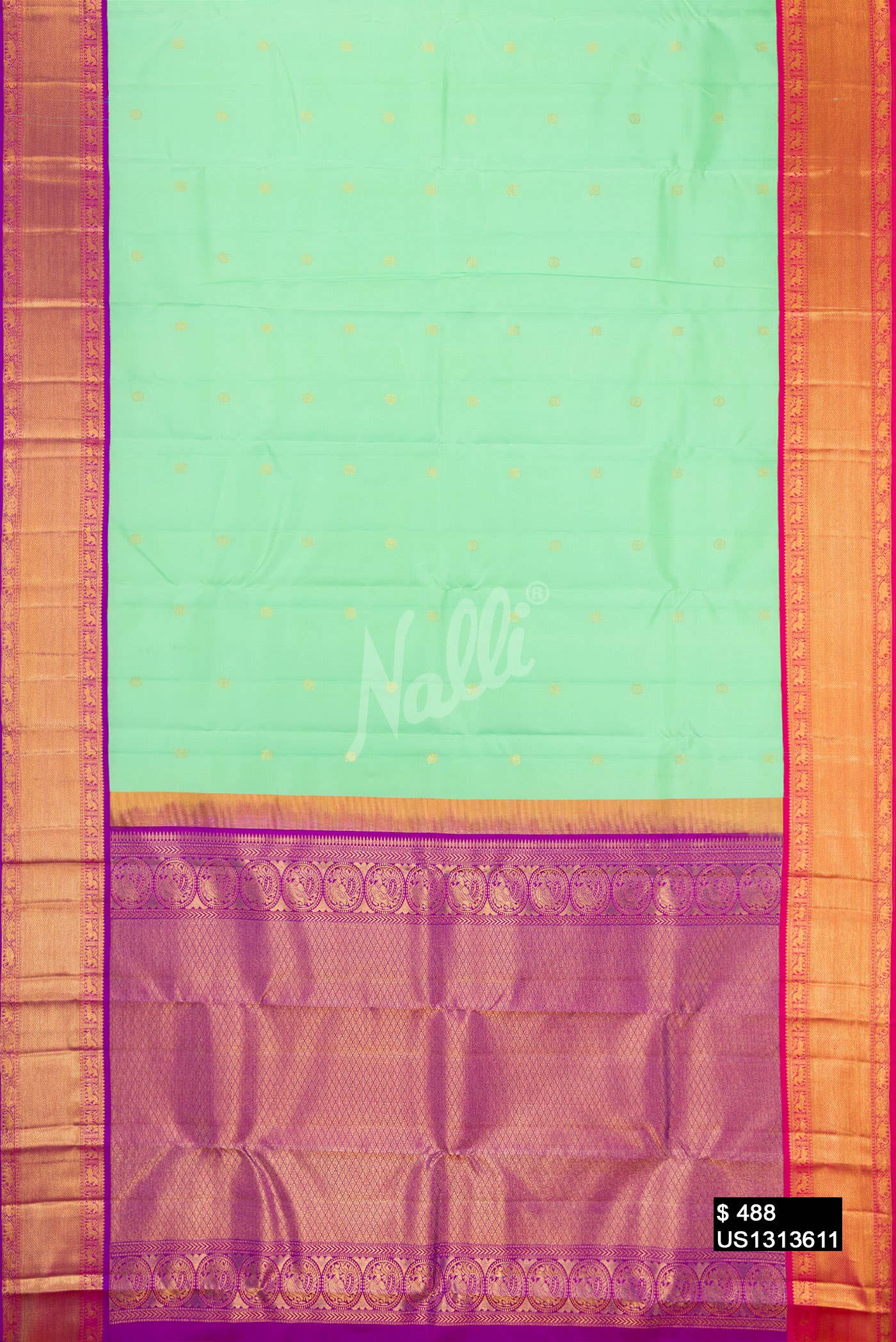 Pista Green Kanchipuram Silk Saree