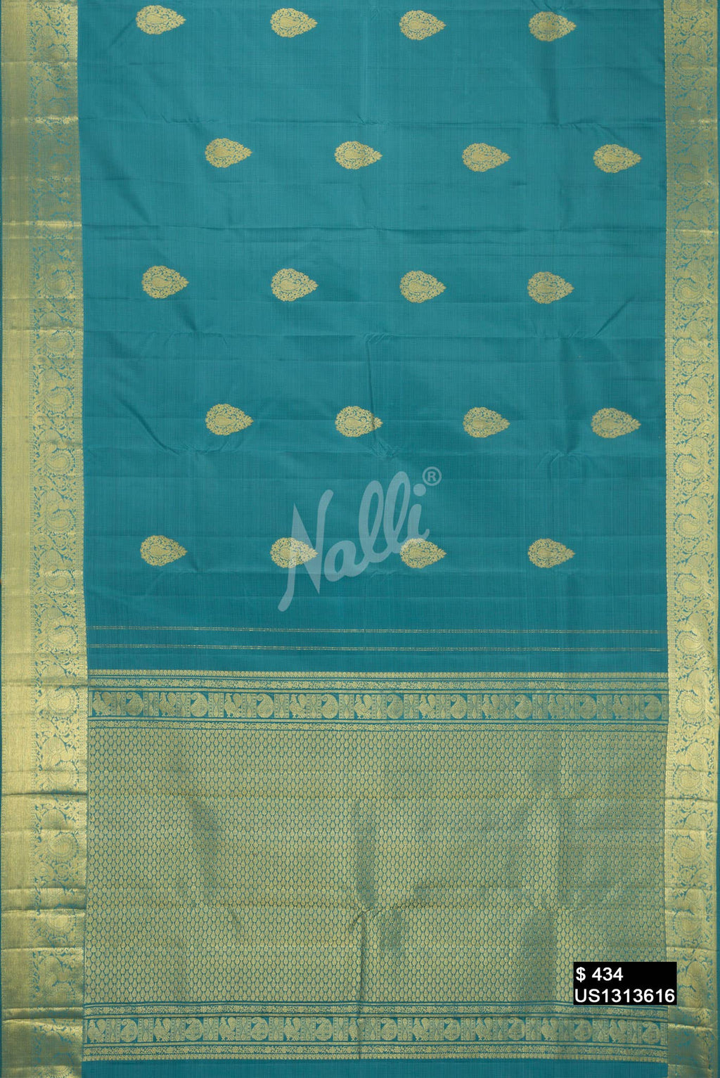 Blue Grey Kanchipuram Silk Saree