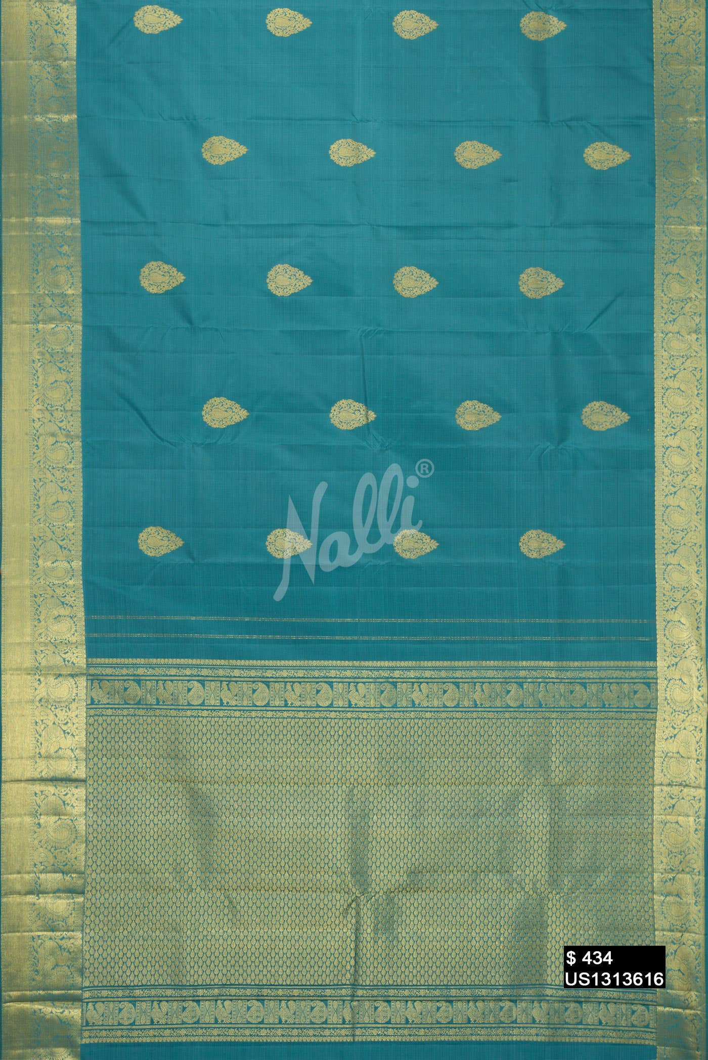 Blue Grey Kanchipuram Silk Saree