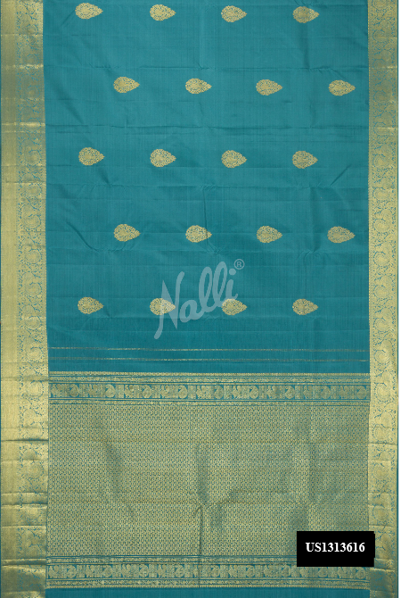 Blue Grey Kanchipuram Silk Saree