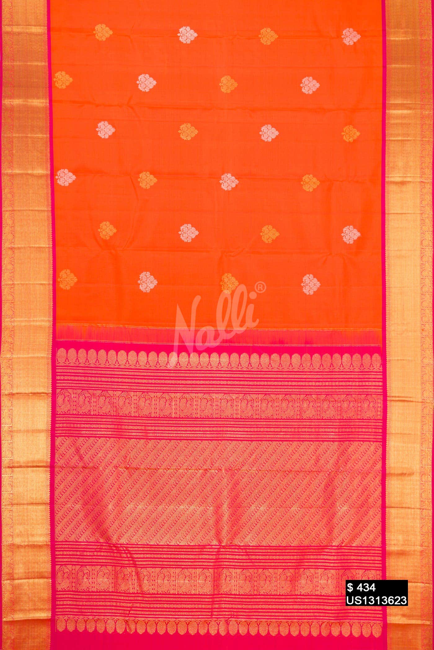 Orange Kanchipuram Silk Saree