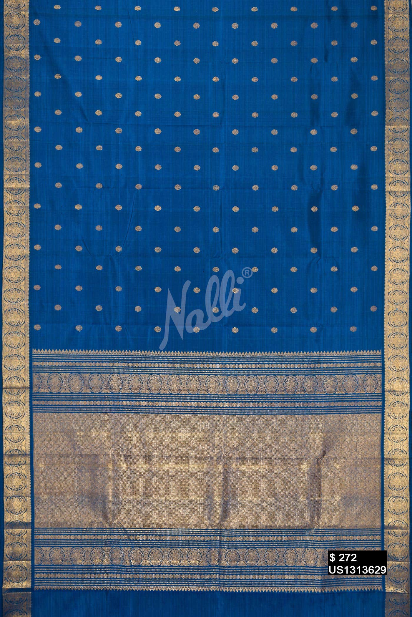 Peacock Blue Kanchipuram Silk Saree