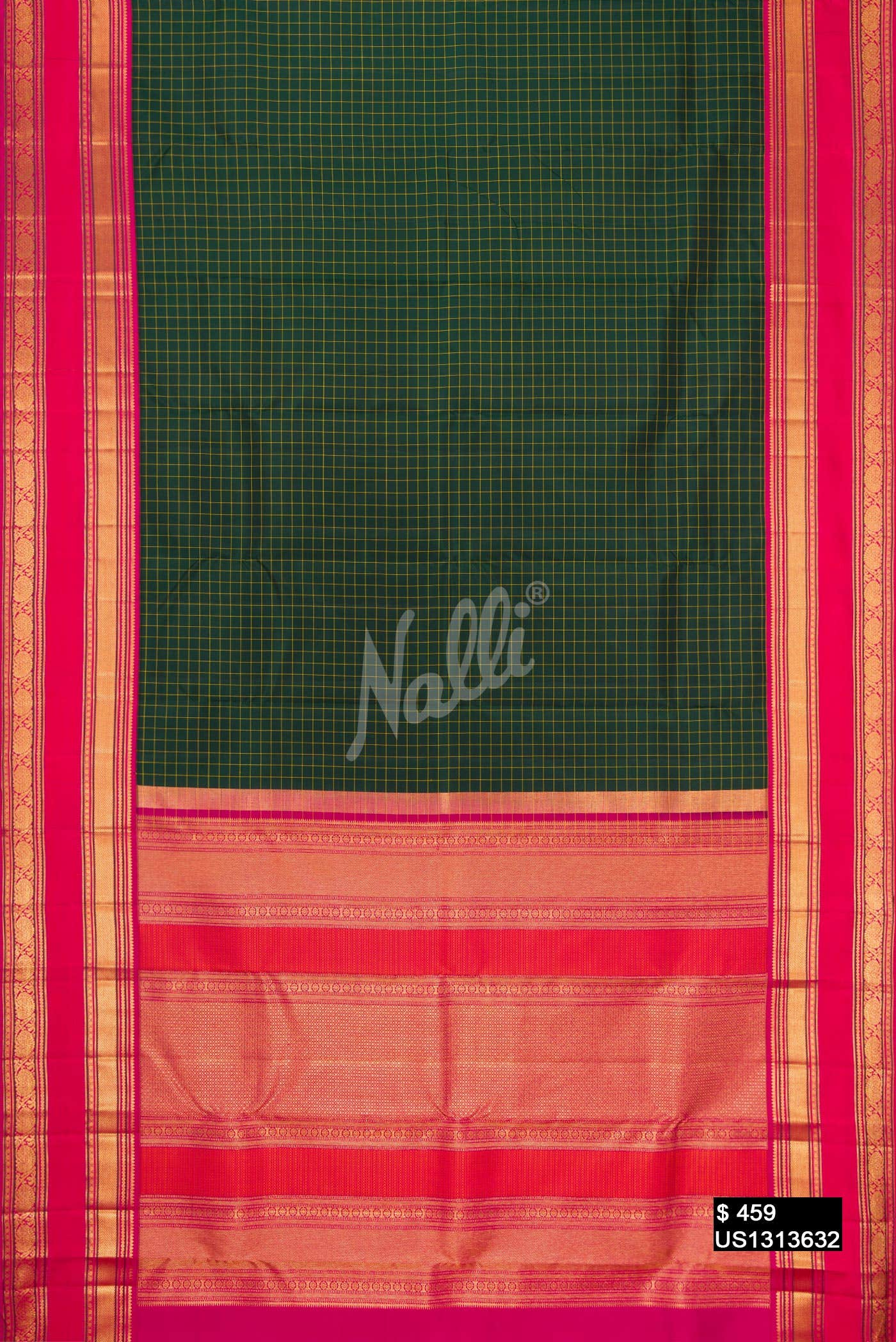 Bottle Green Kanchipuram Silk Saree