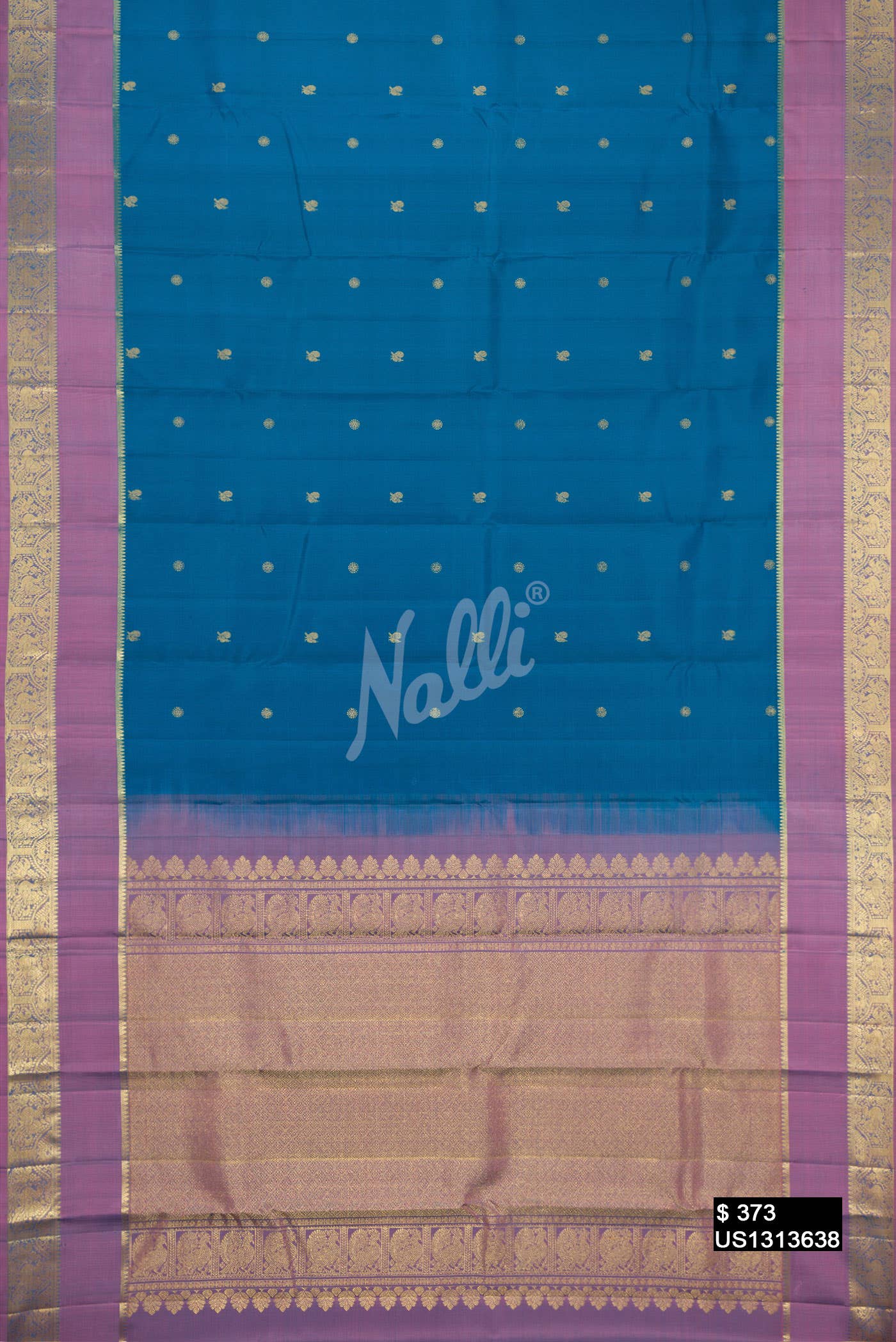 Peacock Blue Kanchipuram Silk Saree