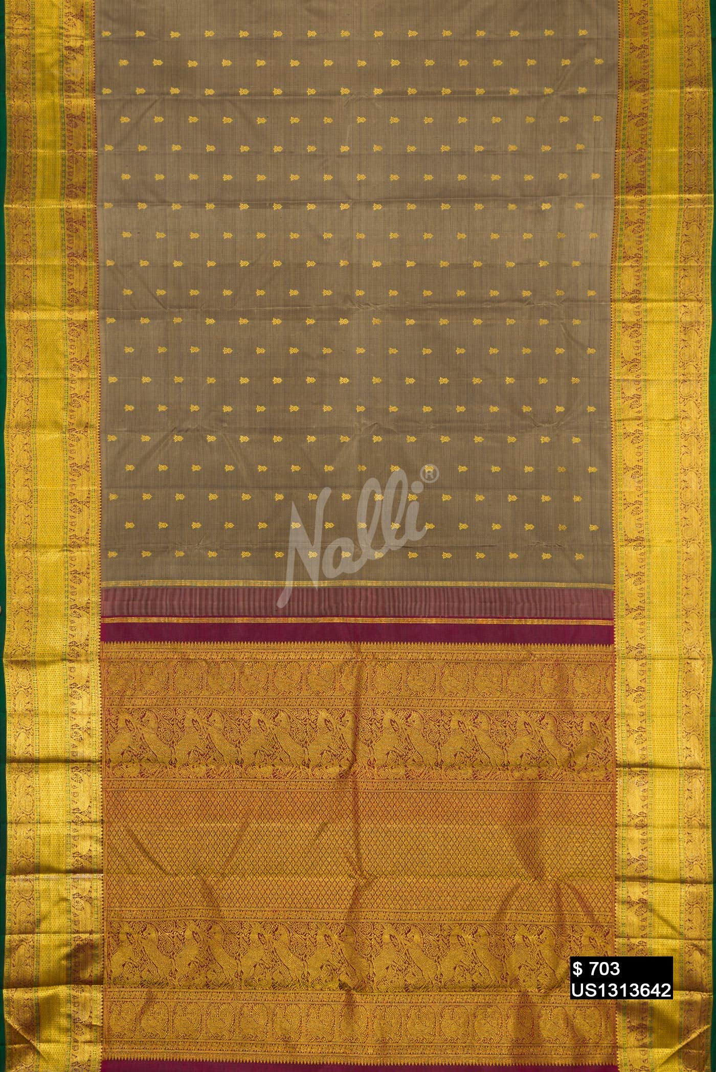 Grey Kanchipuram Silk Saree