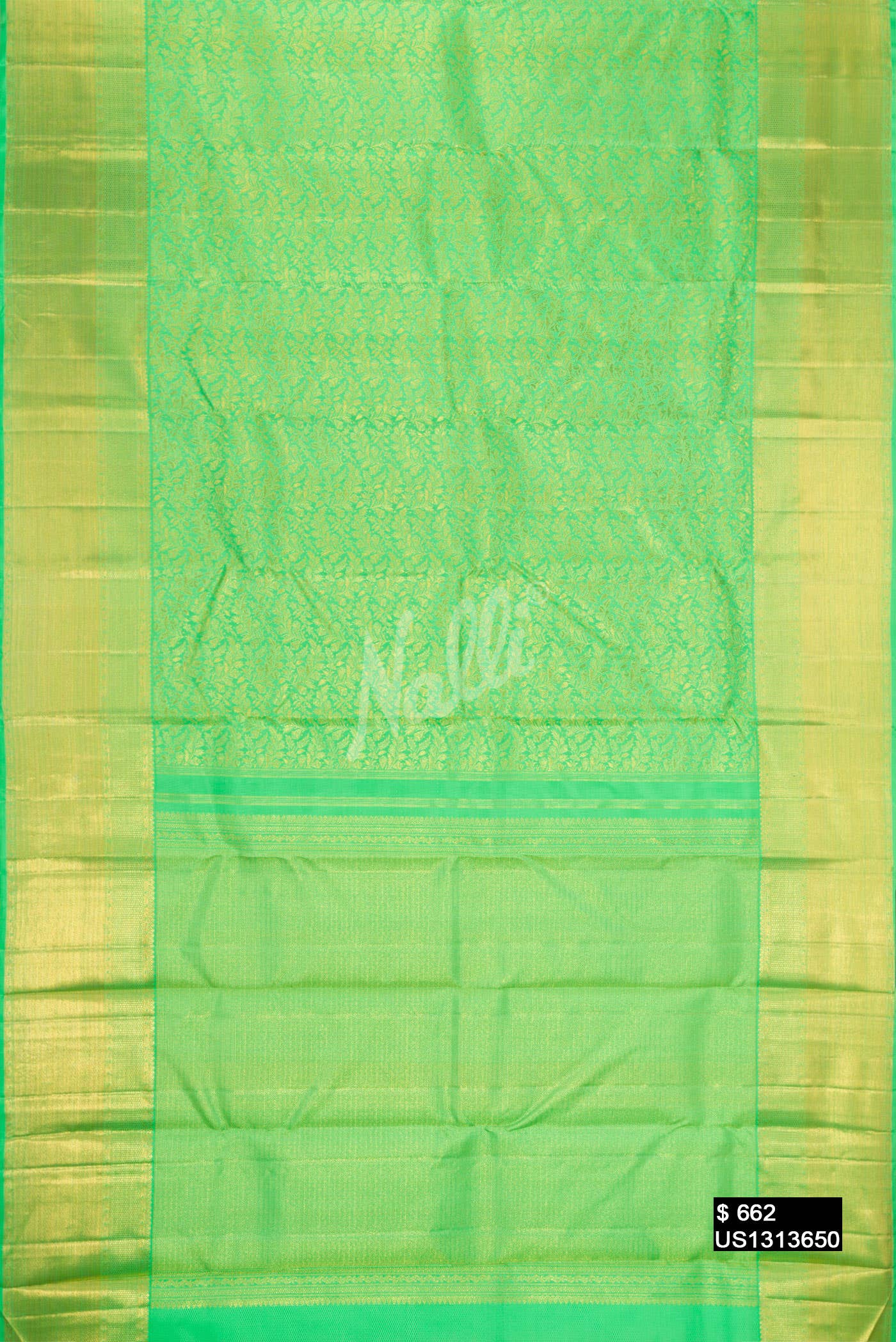 Parrot Green Kanchipuram Silk Saree