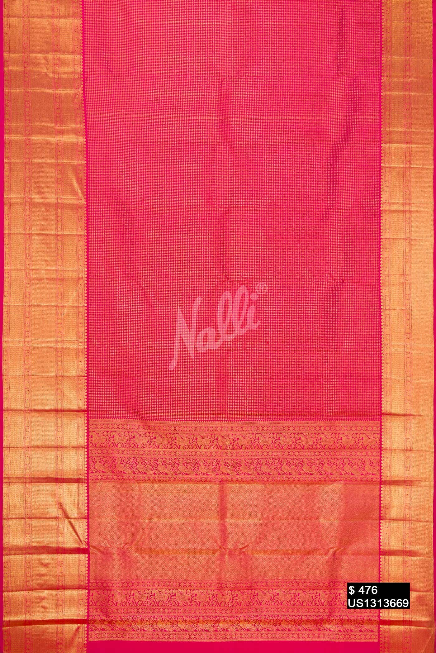 Dark Pink Kanchipuram Silk Saree