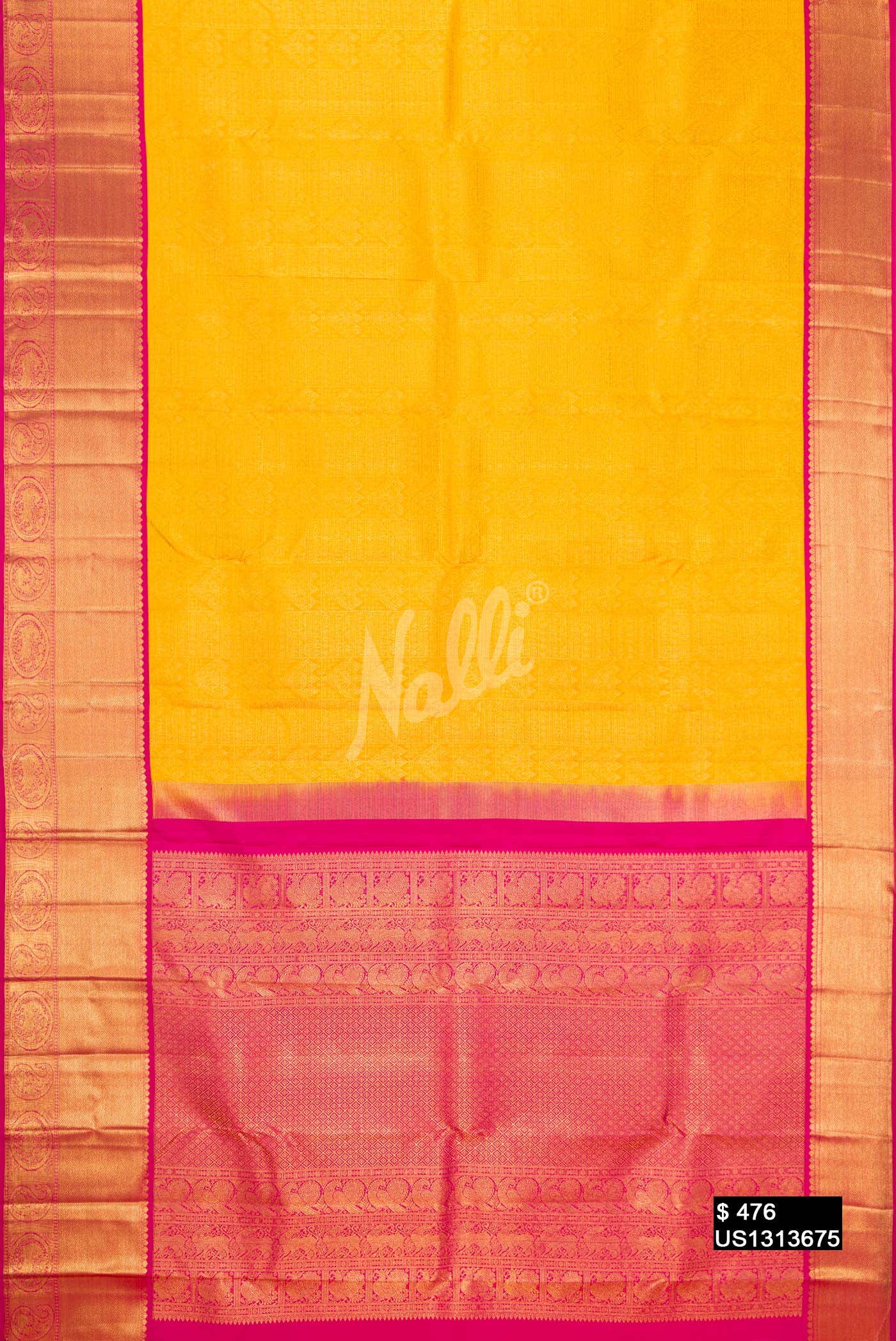 Yellow Kanchipuram Silk Saree