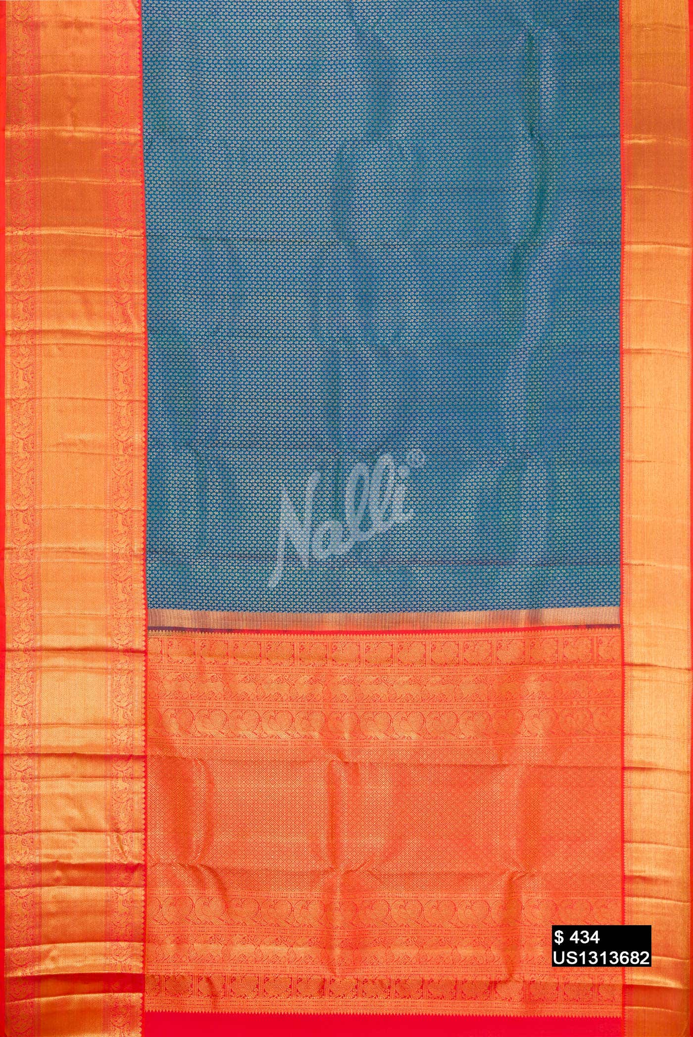 Peacock Blue Kanchipuram Silk Saree