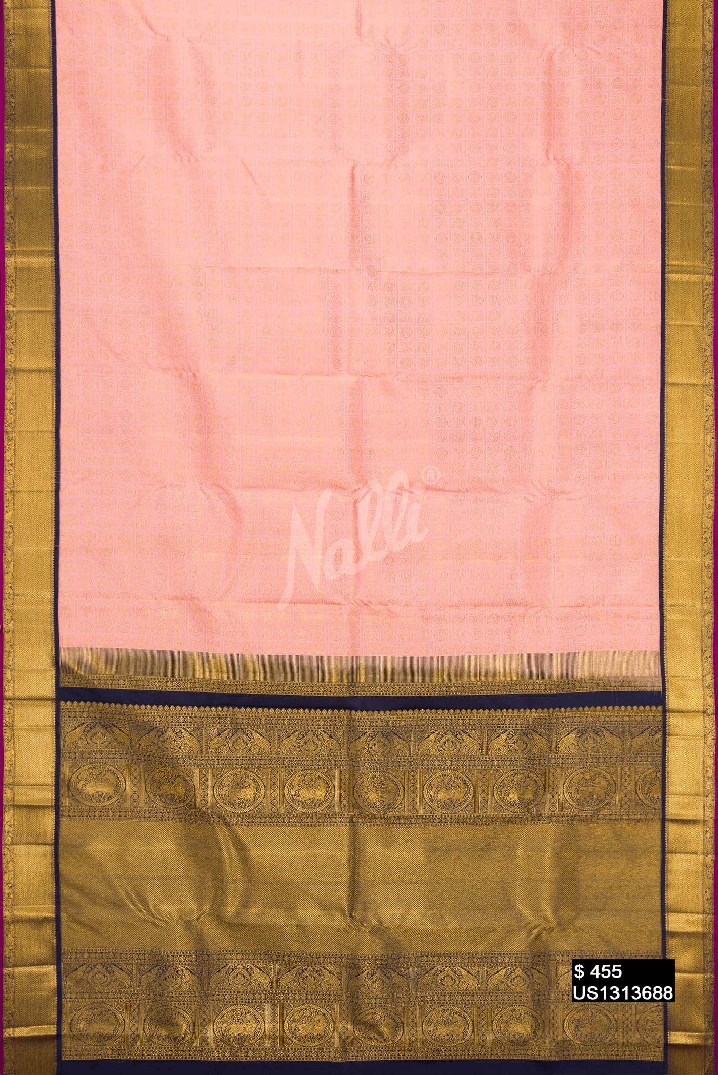 Peach Kanchipuram Silk Saree