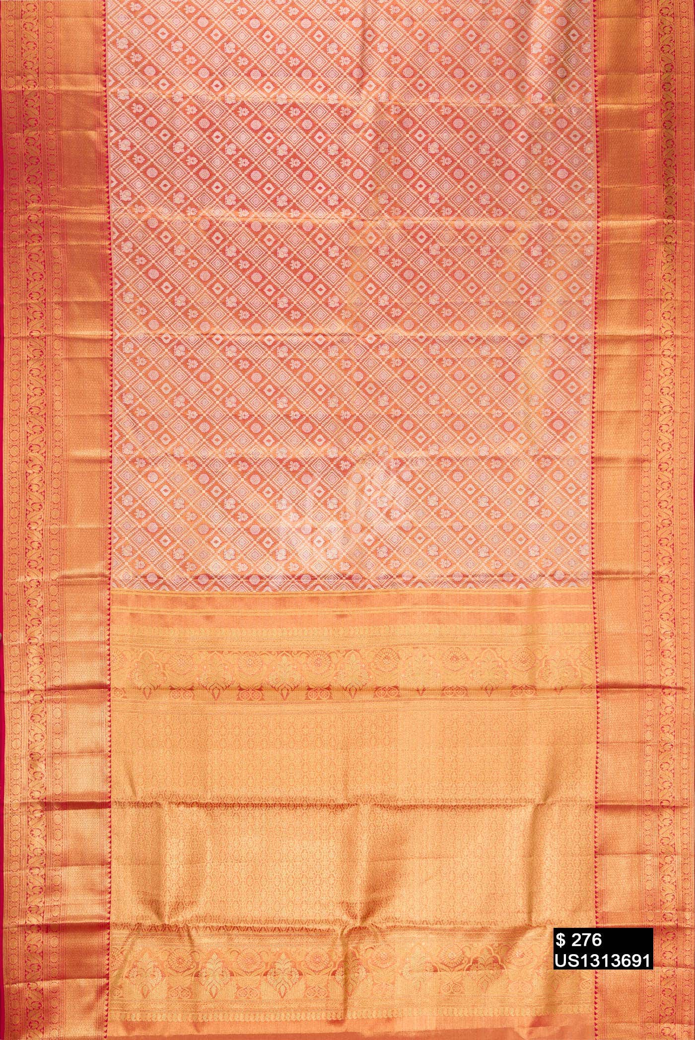 Dark Pink Kanchipuram Tissue Silk Saree