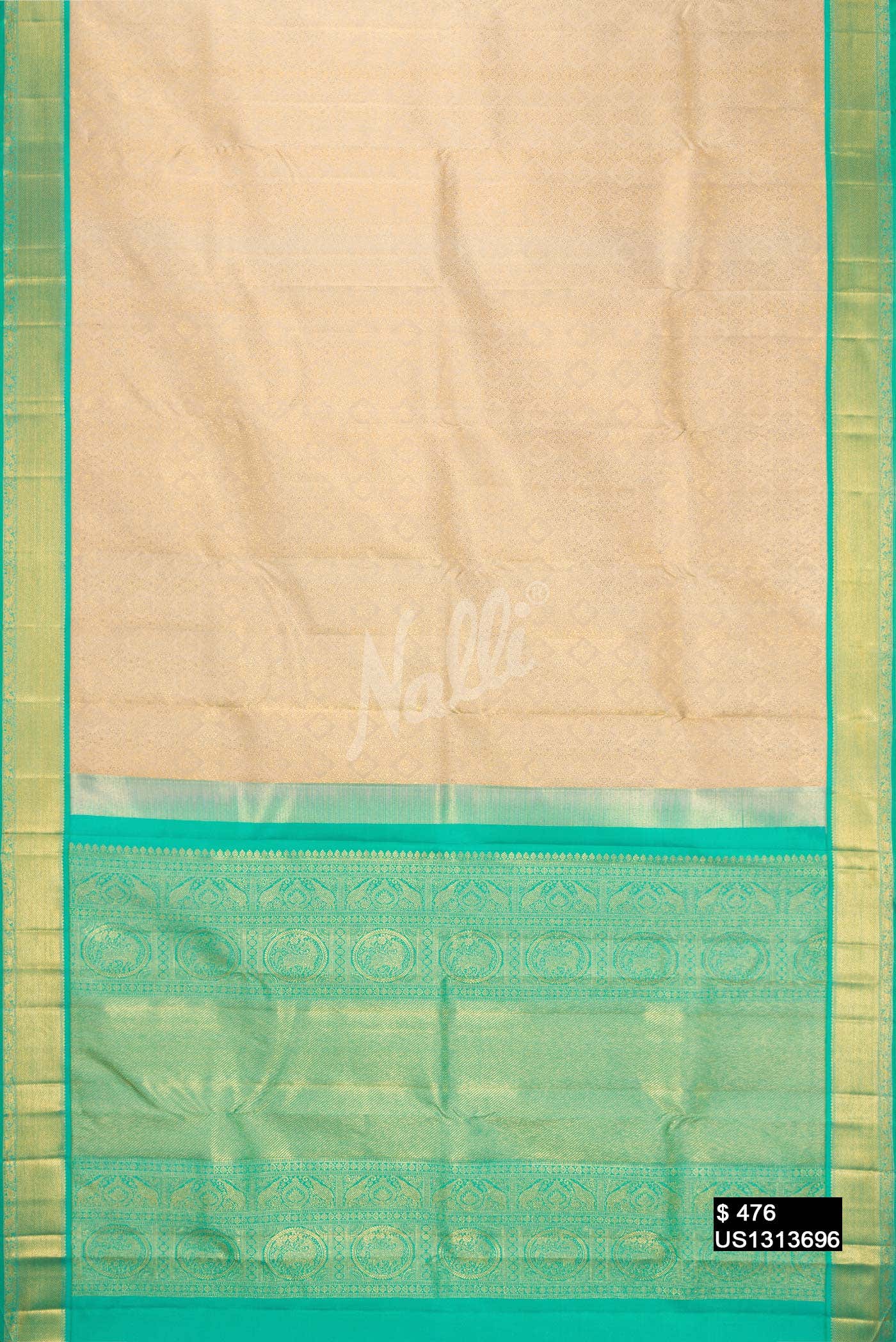 Beige Kanchipuram Silk Saree