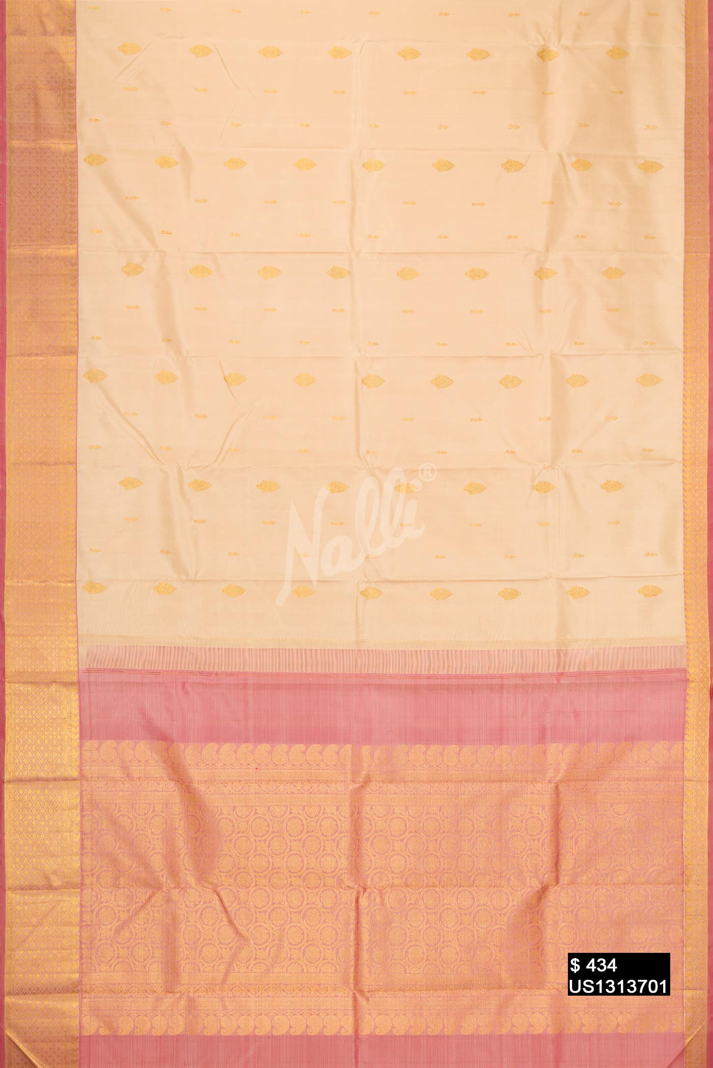 Beige Kanchipuram Silk Saree