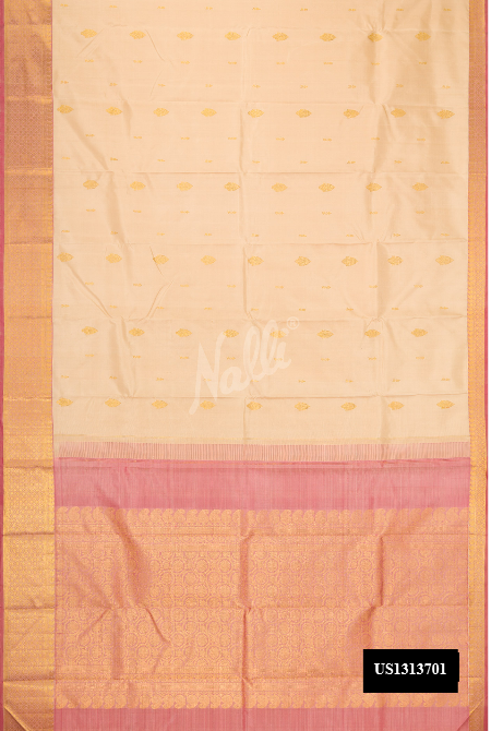 Beige Kanchipuram Silk Saree
