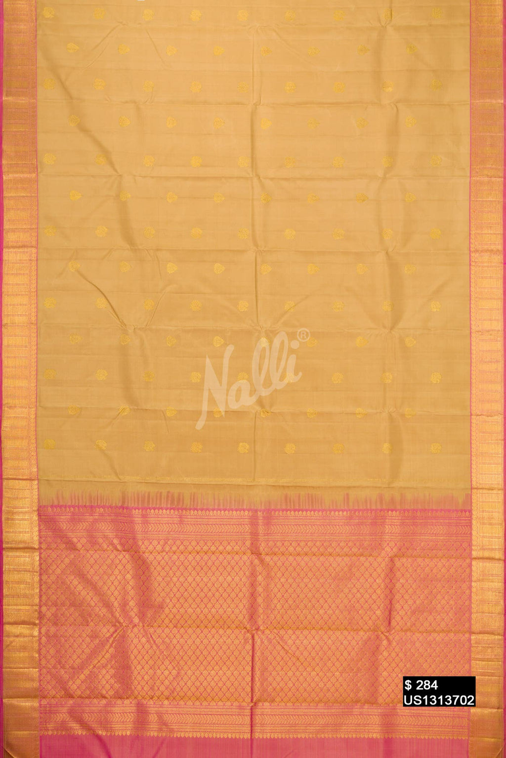 Golden Kanchipuram Silk Saree